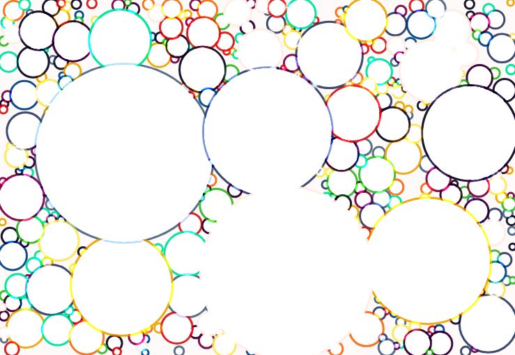 Circle packing with overlap, colors, blending